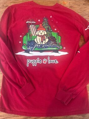 Red Puppie Love Holiday Dog Graphic Long-Sleeve Tee